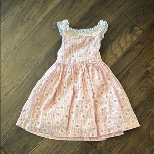 Charming Pink Lace-Trimmed Kids Dress